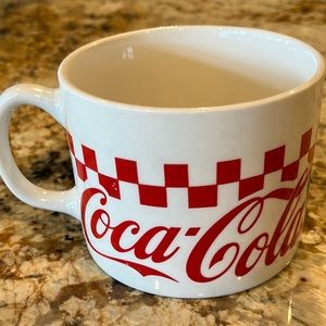 Coca Cola Soup Mug 90s 1996 Vintage White Red Checkered Gibson